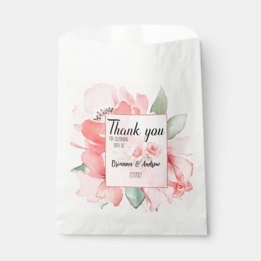 Aangepaste Waterverf Blush Bloemen Huwelijkscadeau Bedankzakje (Voorkant)