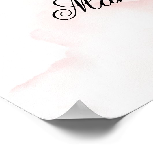 aangepaste Waterverf Blush Roze Wild Roos Poster (Hoek)