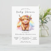 Aangepaste Waterverf Boho Koe Baby shower Kaart (Staand voorkant)