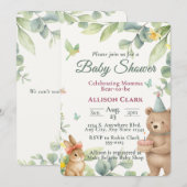 Aangepaste waterverf bosdier baby shower kaart (Voorkant / Achterkant)