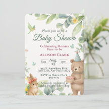 Aangepaste waterverf bosdier baby shower