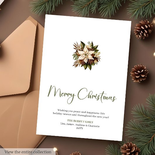 Aangepaste waterverf botanische kerstgroet  feestdagenkaart
