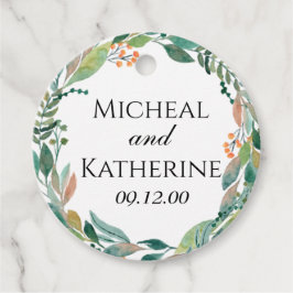 Aangepaste waterverf botanische krans bedankjes labels