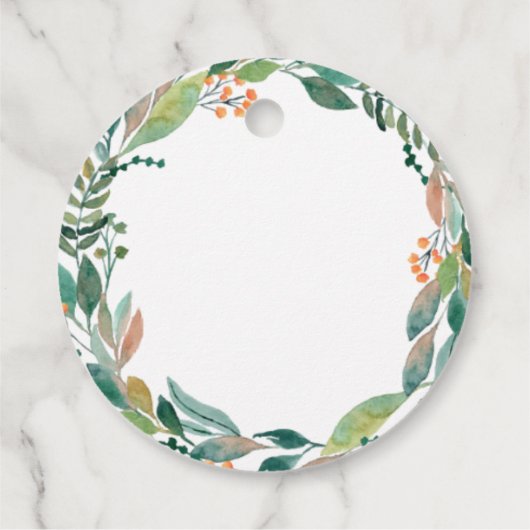 Aangepaste waterverf botanische krans bedankjes labels (Achterkant)