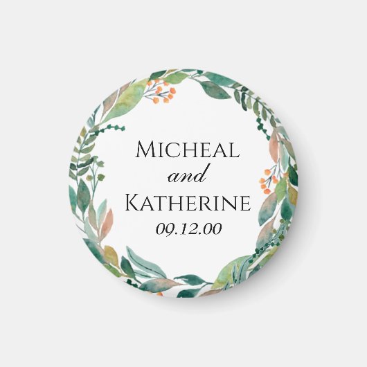 Aangepaste waterverf botanische krans magneet (Voorkant)