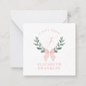Aangepaste Waterverf Bow Gingham Gift Enclosure Notitiekaartje (Voorkant)
