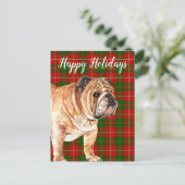 Aangepaste waterverf Bulldog Feestdagenkaart (Staand voorkant)
