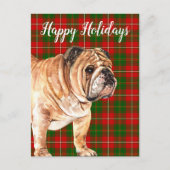 Aangepaste waterverf Bulldog Feestdagenkaart (Voorkant)