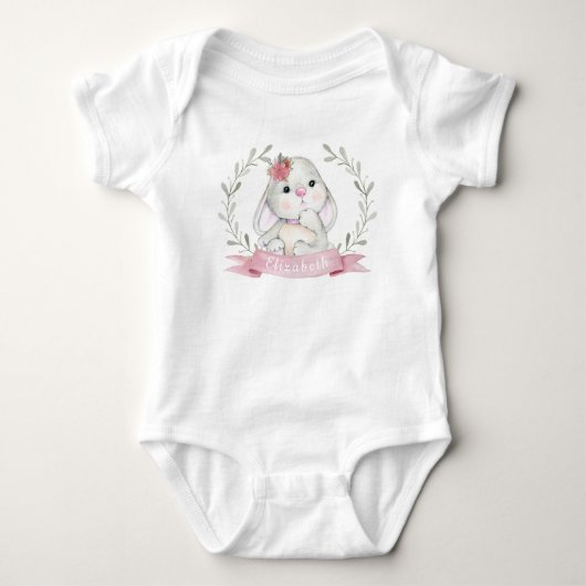Aangepaste Waterverf Bunny Baby Bodysuit (Voorkant)