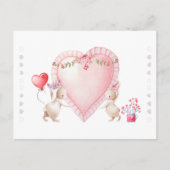 Aangepaste Waterverf Bunny Love Briefkaart (Voorkant)