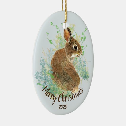 Aangepaste Waterverf Bunny Rabbit Animal Art Keramisch Ornament (Rechts)