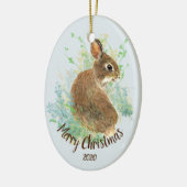 Aangepaste Waterverf Bunny Rabbit Animal Art Keramisch Ornament (Links)