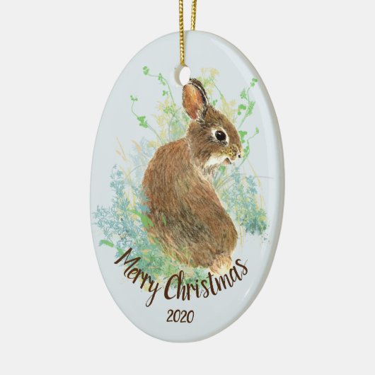 Aangepaste Waterverf Bunny Rabbit Animal Art Keramisch Ornament (Links)
