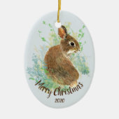Aangepaste Waterverf Bunny Rabbit Animal Art Keramisch Ornament (Voorkant)