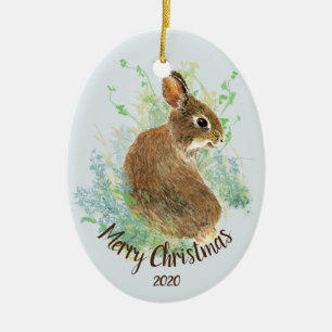Aangepaste Waterverf Bunny Rabbit Animal Art Keramisch Ornament