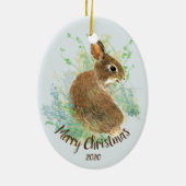 Aangepaste Waterverf Bunny Rabbit Animal Art Keramisch Ornament (Achterkant)