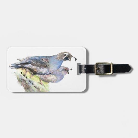 Aangepaste Waterverf Californische kwartels Bagagelabel (Voorkant horizontaal)