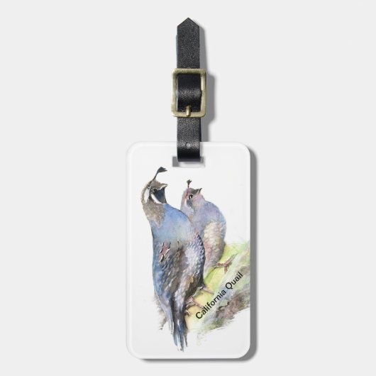 Aangepaste Waterverf Californische kwartels Bagagelabel (Voorkant verticaal)
