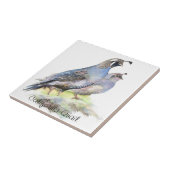 Aangepaste Waterverf Californische kwartels Tegeltje (Zijkant)