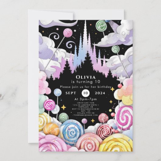 Aangepaste Waterverf Candyland Verjaardag Kaart (Voorkant)