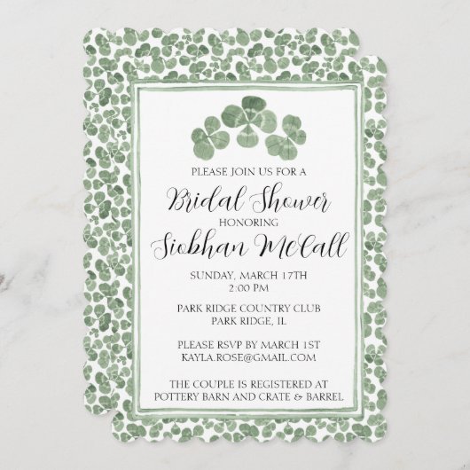 Aangepaste Waterverf Celtic Clover Shamroch Irish Kaart (Voorkant / Achterkant)