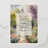 Aangepaste Waterverf Chelsea Physic Garden Wedding Folie Uitnodiging (Voorkant)