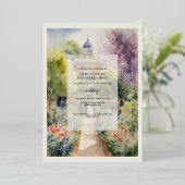 Aangepaste Waterverf Chelsea Physic Garden Wedding Folie Uitnodiging (Staand Voorkant)