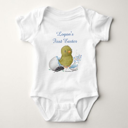 Aangepaste Waterverf Chick Egg First Easter Boy Romper (Voorkant)
