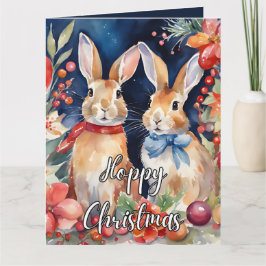 Aangepaste Waterverf Christmas Bunny Rabbit Kaart