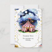 Aangepaste Waterverf Circus Verjaardag Bedankkaart (Voorkant)