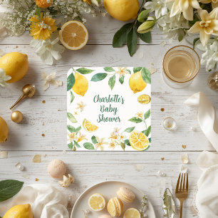 Aangepaste Waterverf Citroenbloesem Baby Shower Kartonnen Onderzetters
