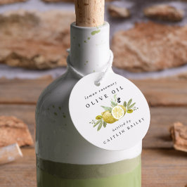Aangepaste waterverf citrus citroen olijfolie fles bedankjes labels
