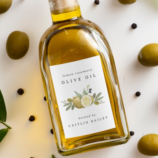 Aangepaste Waterverf Citrus Citrus Olijfolie Fles Voedselcontainer Etiket