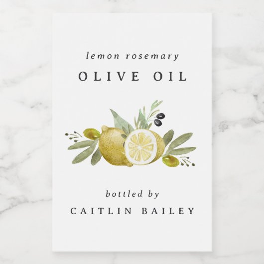 Aangepaste Waterverf Citrus Citrus Olijfolie Fles Voedselcontainer Etiket (Enkel label)