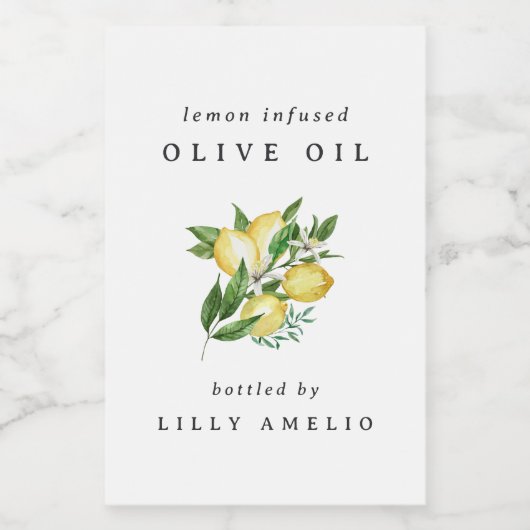 Aangepaste Waterverf Citrus Citrus Olijfolie Fles Voedselcontainer Etiket (Enkel label)