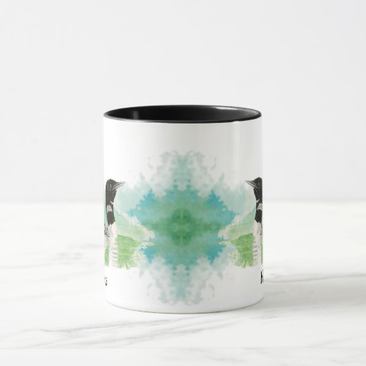 Aangepaste Waterverf Common Loon Wildlife Art Mok (Midden)