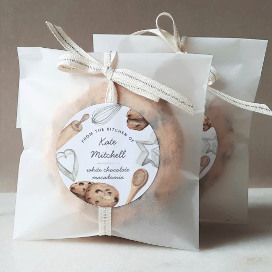 Aangepaste Waterverf Cookie Baking Ronde Sticker