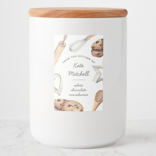 Aangepaste Waterverf Cookie Baking Voedselcontainer Etiket (Voorkant)