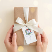 Aangepaste Waterverf Crest met Winter Greenery & B Cadeaulabel