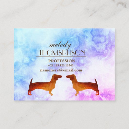Aangepaste Waterverf Dachshund Visitekaartje (Achterkant)