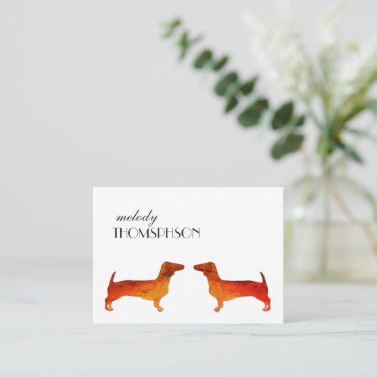 Aangepaste Waterverf Dachshund Visitekaartje (Staand voorkant)