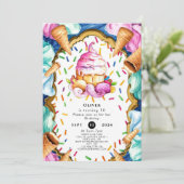 Aangepaste Waterverf Dessert Ice Cream Verjaardag Kaart (Staand voorkant)