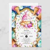 Aangepaste Waterverf Dessert Ice Cream Verjaardag Kaart (Voorkant / Achterkant)