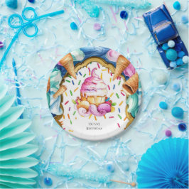 Aangepaste Waterverf Dessert Ice Cream Verjaardag Papieren Bordje