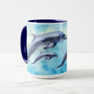 Aangepaste Waterverf dolfijnen Mok
