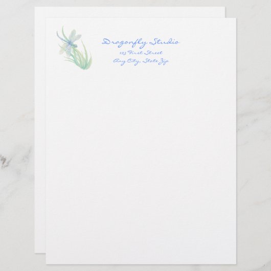Aangepaste Waterverf Dragonfly in blauw en groen Briefhoofd (Voorkant / Achterkant)