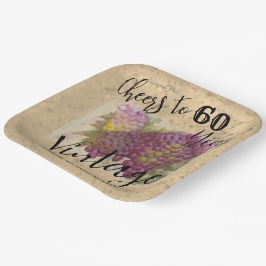 Aangepaste waterverf druivencluster Wijnland 60e Papieren Bordje (Gebogen)