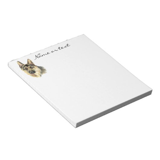 Aangepaste Waterverf Duitse herderkuil en hond Notitieblok (Schuin)