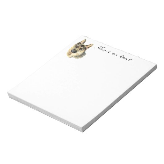 Aangepaste Waterverf Duitse herderkuil en hond Notitieblok (Linkerzijde)