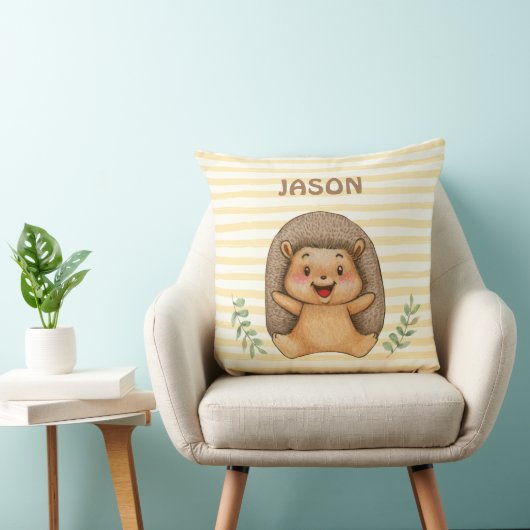 Aangepaste waterverf egelstrepen kussen (Stoel)